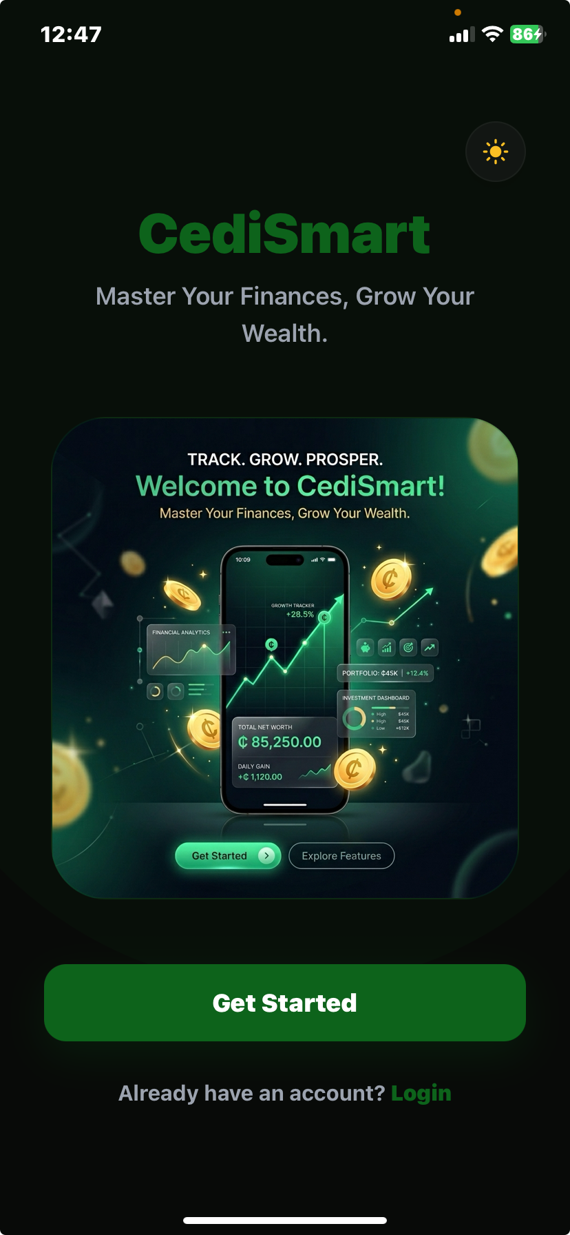 CediSmart Welcome App Interface